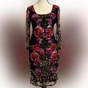 VENUS Red Bodycon Dress with Bishop Sleeves